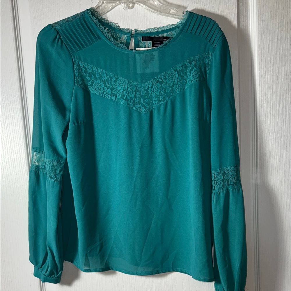Elegant Teal Lace Blouse